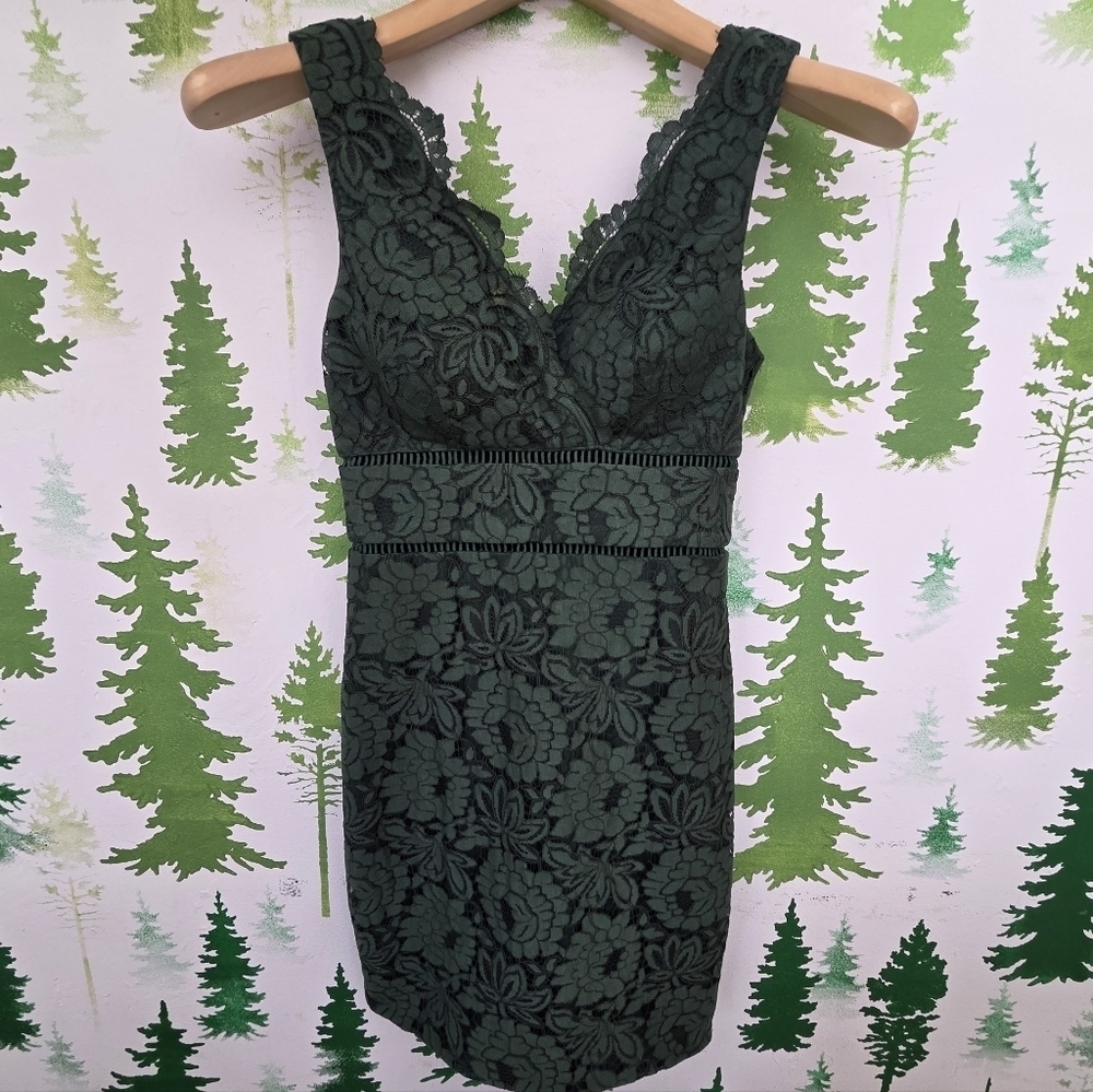 City Studio Young Women's Forest Green Lace Dress